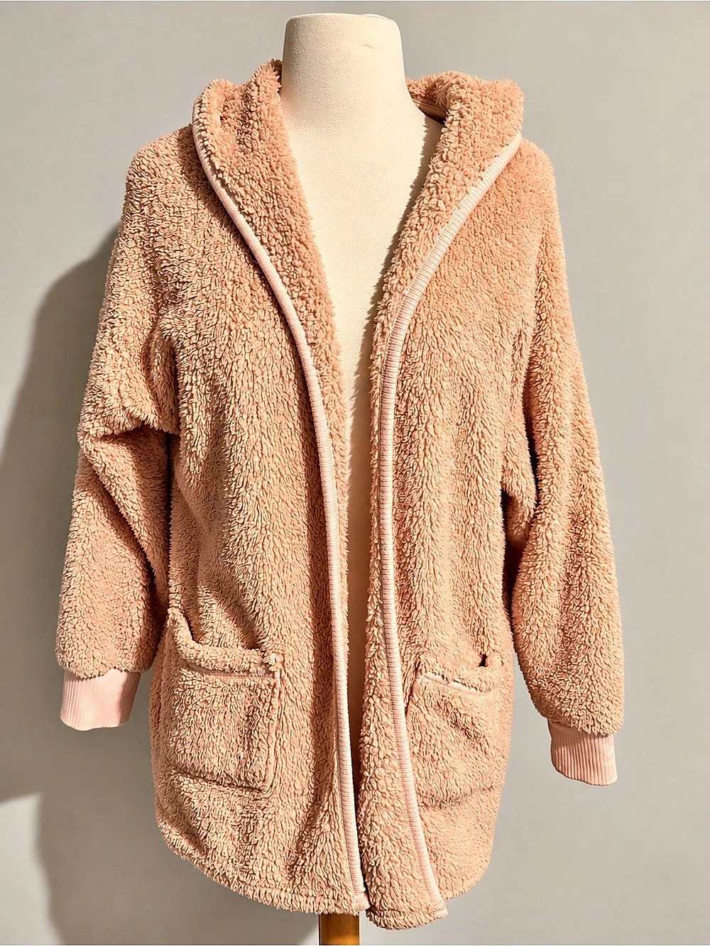 Koolaburra by UGG Sherpa Open Front Hooded Cardigan Pink XS